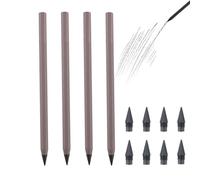 everpen Forever Pencil,Metal Infinity Pencil with Replaceable Nib, Metal Alloy Writing Instrument, With 12 Colored Refill Tips, Pencils for Drawing, Sketching and Writing (4pcs-Brown)