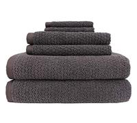 Everplush Diamond Jacquard 6 Pieces Bath Towel Set, Charcoal