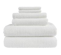 Everplush Diamond Jacquard 6 Pieces Bath Towel Set, White