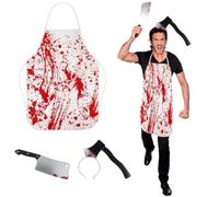 Everpwr 5pcs Halloween Costumes For Men Halloween Bloody Apron Butcher Chef Apron Scary Novelty Halloween Costume Dress
