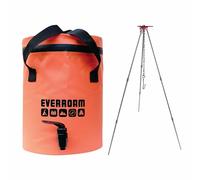 EVERROAM Collapsible Water Container with Tripod - 6 litre 211 oz - Airtight, with tap, and handle - compact. Ideal for outdoors, hiking, camping - Orange
