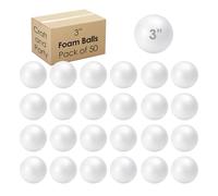 Evershine 50 Pack 3 Inch Craft Foam Ball - White Smooth Craft Foam Polystyrene Balls for DIY Craft and Art School Project
