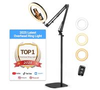 Evershop Upgrade Ring Light with Tripod Stand & Phone Holder Overhead Phone Camera Mount, 10” Flexible Phone Tripod with Light, 70.8” 360° Rotatable Halo Light Ring for Video,Photo,Painting,CRI>95