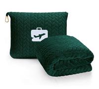 EverSnug Premium Travel Blanket Pillow - Soft 2 in 1 Airplane Blanket with Soft Bag Pillowcase, Hand Luggage Sleeve and Backpack Clip (Forest Green)
