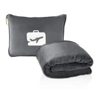 EverSnug Travel Blanket and Pillow - Premium Soft 2 in 1 Airplane Blanket with Soft Bag Pillowcase, Hand Luggage Belt and Backpack Clip (Grey)