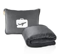 EverSnug Travel Blanket and Pillow - Premium Soft 2 in 1 Airplane Blanket with Soft Bag Pillowcase, Hand Luggage Belt and Backpack Clip (Grey)