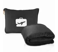 EverSnug Travel Blanket and Pillow - Premium Soft 2 in 1 Airplane Blanket with Soft Bag Pillowcase, Hand Luggage Sleeve and Backpack Clip (Black)
