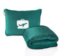 EverSnug Travel Blanket and Pillow - Premium Soft 2 in 1 Airplane Blanket with Soft Bag Pillowcase, Hand Luggage Belt and Backpack Clip (Teal)
