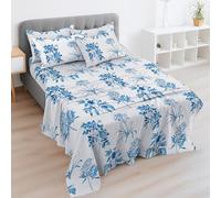 EverSoft 4PC Single Bed Sheet Set | 100% Egyptian Cotton 400TC | Flat & Fitted Sheet + 2 Pillowcases | Soft Cooling Floral Print Luxury Bedding