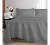 EverSoft Bedding 100% Egyptian cotton Flat Sheet, 400 Thread Count Ultra-Soft Long Staple Top Bed Sheet, Luxury Hotel Quality (Grey, Single)