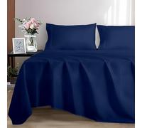 EverSoft Bedding 100% Egyptian cotton Flat Sheet, 400 Thread Count Ultra-Soft Long Staple Top Bed Sheet, Luxury Hotel Quality (Navy-Blue, King)