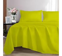 EverSoft Bedding 100% Egyptian cotton Flat Sheet, 400 Thread Count Ultra-Soft Long Staple Top Bed Sheet, Luxury Hotel Quality (Yellow, Single)