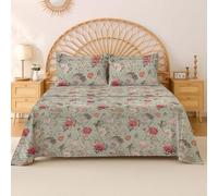 EverSoft Bedding 100% Egyptian Cotton Flat Sheet Single Size, 400 Thread Count Soft Cooling Floral Print Top Sheet, Premium Flower Design Bed Sheet for Single Bed - Autumn Bloom