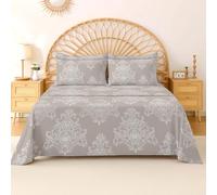 EverSoft Bedding 100% Egyptian Cotton Flat Sheet Single Size, 400 Thread Count Soft Cooling Floral Print Top Sheet, Premium Flower Design Bed Sheet for Single Bed - Beige Bliss