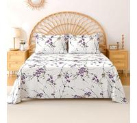 EverSoft Bedding 100% Egyptian Cotton Flat Sheet Single Size, 400 Thread Count Soft Cooling Floral Print Top Sheet, Premium Flower Design Bed Sheet for Single Bed - Exotic Lilac