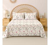 EverSoft Bedding 100% Egyptian Cotton Flat Sheet Single Size, 400 Thread Count Soft Cooling Floral Print Top Sheet, Premium Flower Design Bed Sheet for Single Bed - Bloom Pink