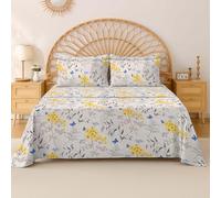 EverSoft Bedding 100% Egyptian Cotton Flat Sheet Small Double Bed, 400 Thread Count Soft Cooling Floral Design Top Sheet, Luxury Flower Print Bed Sheet - Butterflies