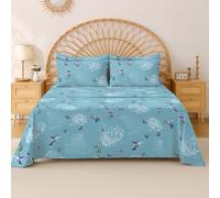 EverSoft Bedding 100% Egyptian Cotton King Size Flat Sheet, 400 Thread Count Cooling Soft Bed Sheet, Elegant Floral Flower Print Top Sheet for King Bed - Country Bird