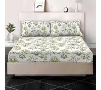 EverSoft Bedding 100% Egyptian Cotton Printed Fitted Sheet Single Size 400 Thread Count Print Single Bed Sheets for Single Mattress Floral 30cm Bedding Single Bed Cover - Single Size