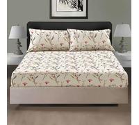 EverSoft Bedding 100% Egyptian Cotton Printed King Size Fitted Sheets 400 Thread Count 30cm Deep Prints Kingsize Floral Design Bed Sheets for Living Room Bedroom