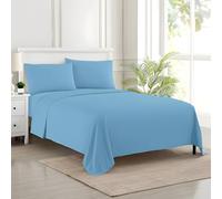 EverSoft Bedding 3PCS 100% Egyptian Cotton Flat Sheet Single Size with 2x Matching Pillowcase 400 Thread Count Ultra-Soft Long Staple Top Hotel Quality Bed Sheets