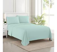 EverSoft Bedding 3PCS 100% Egyptian Cotton Flat Sheet with 2x Matching Pillowcase 400 Thread Count Ultra-Soft Long Staple Top Hotel Quality Bed Sheets (Duck Egg, Small Double)