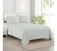 EverSoft Bedding 3PCS Double Size Flat Sheet Set with 2 Matching Pillowcase 100% Egyptian Cotton 400 Thread Count Breathable Fade Resistant Washable Bed Sheets