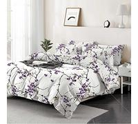 EverSoft Bedding 3Pcs Set 100% Egyptian Cotton Printed Duvet Cover & 2 Matching Pillowcase Pair 400 Thread Count Double Duvet Cover Set, Quilt Reversible Double Size Floral Bedding Set