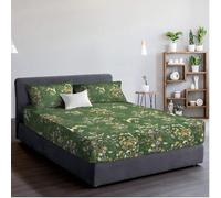 EverSoft Bedding 3PCS Set 100% Egyptian Cotton Printed Fitted Sheet with Matching Pillowcase 400 Thread Count Print Bed Sheets Floral 30cm Deep Floral Cover (Forest Bloom, King)