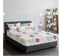 EverSoft Bedding 3PCS Set 100% Egyptian Cotton Printed Fitted Sheet with Matching Pillowcase 400 Thread Count Print Bed Sheets Floral 30cm Deep Floral Cover (Geo Bloom, King)