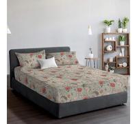 EverSoft Bedding 3PCS Set 100% Egyptian Cotton Printed King Size Fitted Sheets & 2x Matching Pillowcase Pair 400 Thread Count Extra Deep 30cm Floral Design Prints Bed Sheets