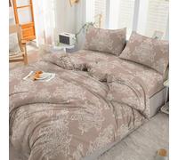 EverSoft Bedding 3Pcs Set 100% Egyptian Cotton Single Printed Duvet Cover with 1x Fitted Sheet, 1x Matching Pillowcase Pair- 400 Thread Count Quilt Reversible Floral Single Duvet Cover Sets