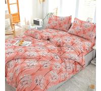 EverSoft Bedding 3Pcs Set 100% Egyptian Cotton Single Printed Duvet Cover with 1x Fitted Sheet, 1x Matching Pillowcase Pair- 400 Thread Count Quilt Reversible Floral Single Duvet Cover Sets