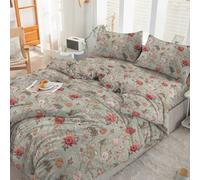 EverSoft Bedding 3Pcs Set 100% Egyptian Cotton Single Printed Duvet Cover with 1x Fitted Sheet, 1x Matching Pillowcase Pair- 400 Thread Count Quilt Reversible Floral Single Duvet Cover Sets