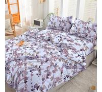 EverSoft Bedding 3Pcs Set 100% Egyptian Cotton Single Printed Duvet Cover with 1x Fitted Sheet, 1x Matching Pillowcase Pair- 400 Thread Count Quilt Reversible Floral Single Duvet Cover Sets