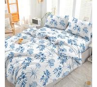 EverSoft Bedding 3Pcs Set 100% Egyptian Cotton Single Printed Duvet Cover with 1x Fitted Sheet, 1x Matching Pillowcase Pair- 400 Thread Count Quilt Reversible Floral Single Duvet Cover Sets