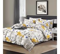 EverSoft Bedding 3Piece Set 100% Egyptian Cotton Printed Duvet Cover & Matching Pillow Case Pair 400 Thread Count King Size Duvet Cover Sets, Quilted Reversible King Floral Duvet Cover Bedding Set