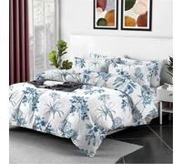 EverSoft Bedding 3Piece Set 100% Egyptian Cotton Printed Duvet Cover & Matching Pillow Case Pair 400 Thread Count King Size Duvet Cover Sets, Quilted Reversible King Floral Duvet Cover Bedding Set