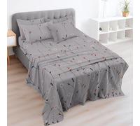 EverSoft Bedding 4PC Double Bed Sheet Set Egyptian Cotton 400TC, Flat Sheet, 30cm Deep Fitted Sheet & 2 Pillowcases Soft Cooling Floral Print