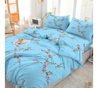 EverSoft Bedding 4Pcs Set 100% Egyptian Cotton Printed Duvet Cover Double Size with 1x Printed Fitted Sheet & 2 Matching Pillowcase Pair 400 Thread Count Quilt Reversible Double Duvet Cover Set