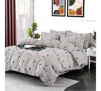 EverSoft Bedding 4Pcs Set 100% Egyptian Cotton Printed Duvet Cover Double Size with 1x Printed Fitted Sheet & 2 Matching Pillowcase Pair 400 Thread Count Quilt Reversible Double Duvet Cover Set