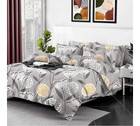 EverSoft Bedding 4Pcs Set 100% Egyptian Cotton Printed Duvet Cover Double Size with 1x Printed Fitted Sheet & 2 Matching Pillowcase Pair 400 Thread Count Quilt Reversible Double Duvet Cover Set