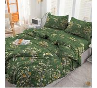 EverSoft Bedding 4Piece Set 100% Egyptian Cotton Printed King Size Duvet Cover with 1x Fitted Sheet & 2x Matching Pillow Case 400 Thread Count Floral Design Quilted Reversible Duvet Cover Set
