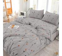 EverSoft Bedding 4Piece Set 100% Egyptian Cotton Printed King Size Duvet Cover with 1x Fitted Sheet & 2x Matching Pillow Case 400 Thread Count Floral Design Quilted Reversible Duvet Cover Set