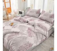 EverSoft Bedding 4Piece Set 100% Egyptian Cotton Printed King Size Duvet Cover with 1x Fitted Sheet & 2x Matching Pillow Case 400 Thread Count Floral Design Quilted Reversible Duvet Cover Set