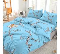 EverSoft Bedding 4Piece Set 100% Egyptian Cotton Printed King Size Duvet Cover with 1x Fitted Sheet & 2x Matching Pillow Case 400 Thread Count Floral Design Quilted Reversible Duvet Cover Set