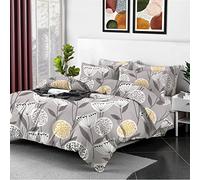 EverSoft Bedding 4Piece Set 100% Egyptian Cotton Printed King Size Duvet Cover with 1x Fitted Sheet & 2x Matching Pillow Case 400 Thread Count Floral Design Quilted Reversible Duvet Cover Set
