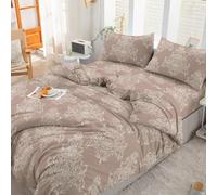 EverSoft Bedding 4Piece Set 100% Egyptian Cotton Printed King Size Duvet Cover with 1x Fitted Sheet & 2x Matching Pillow Case 400 Thread Count Floral Design Quilted Reversible Duvet Cover Set