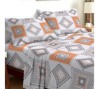 EverSoft Bedding Double 4-Piece Bedding Set Luxury Soft Touch Floral Print Flower Design Sheets 35cm Extra Deep Fit Includes Flat Sheet & 2 Pillowcases Breathable Comfort Amber Horizon