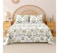 EverSoft Bedding Egyptian Cotton Flat Sheet Double Bed, 400TC Cooling Soft Fabric, Premium Floral Flower Print Top Sheet, Luxury Bed Sheet for Double Size - Fern Green